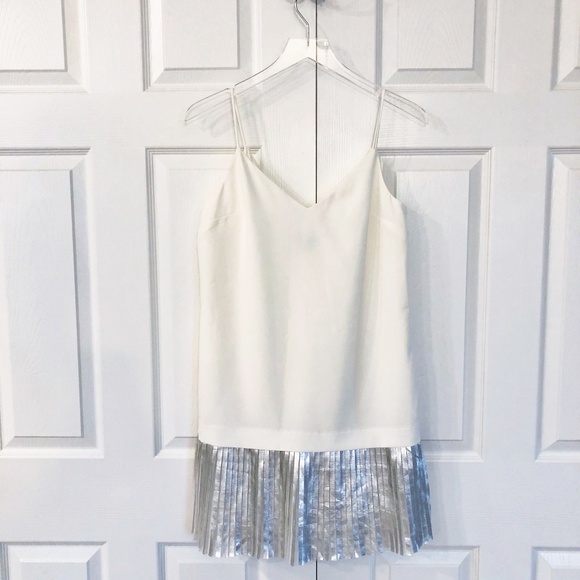 Topshop Dresses & Skirts - Topshop Slip Dress with Silver Foil Pleated Hem